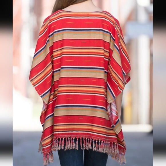 Ryan Michael Serape Summer Linen-Blend Poncho Size L/XL - Picture 2 of 3